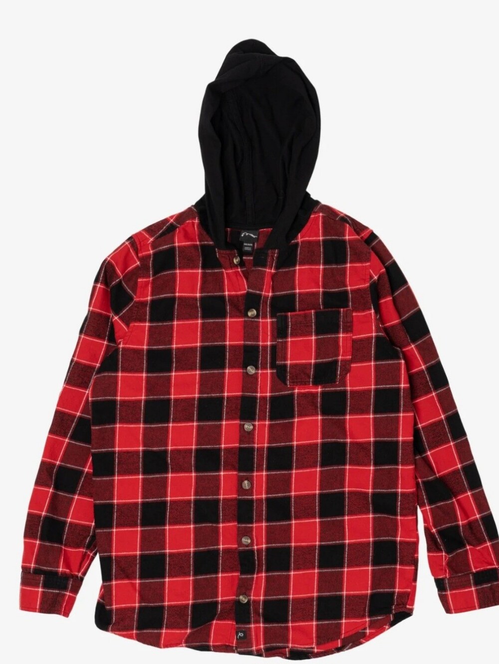 Red and Black Plaid Hooded Flannel Shirt. XXL 16/18
